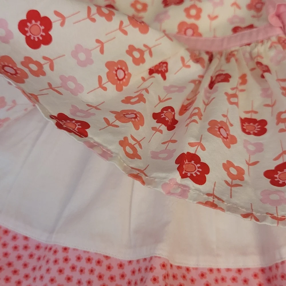 Carters Dress Newborn NB white and pink floral layered bows Sleeveless